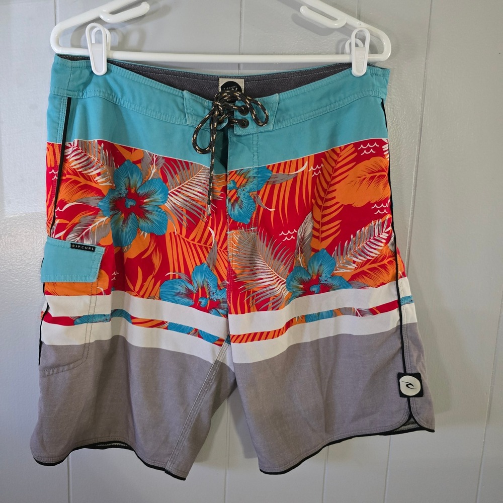 Rip Curl Board Shorts Mens 34 Multicolor‎ Floral Tropical Surf Craft Swim Trunks
